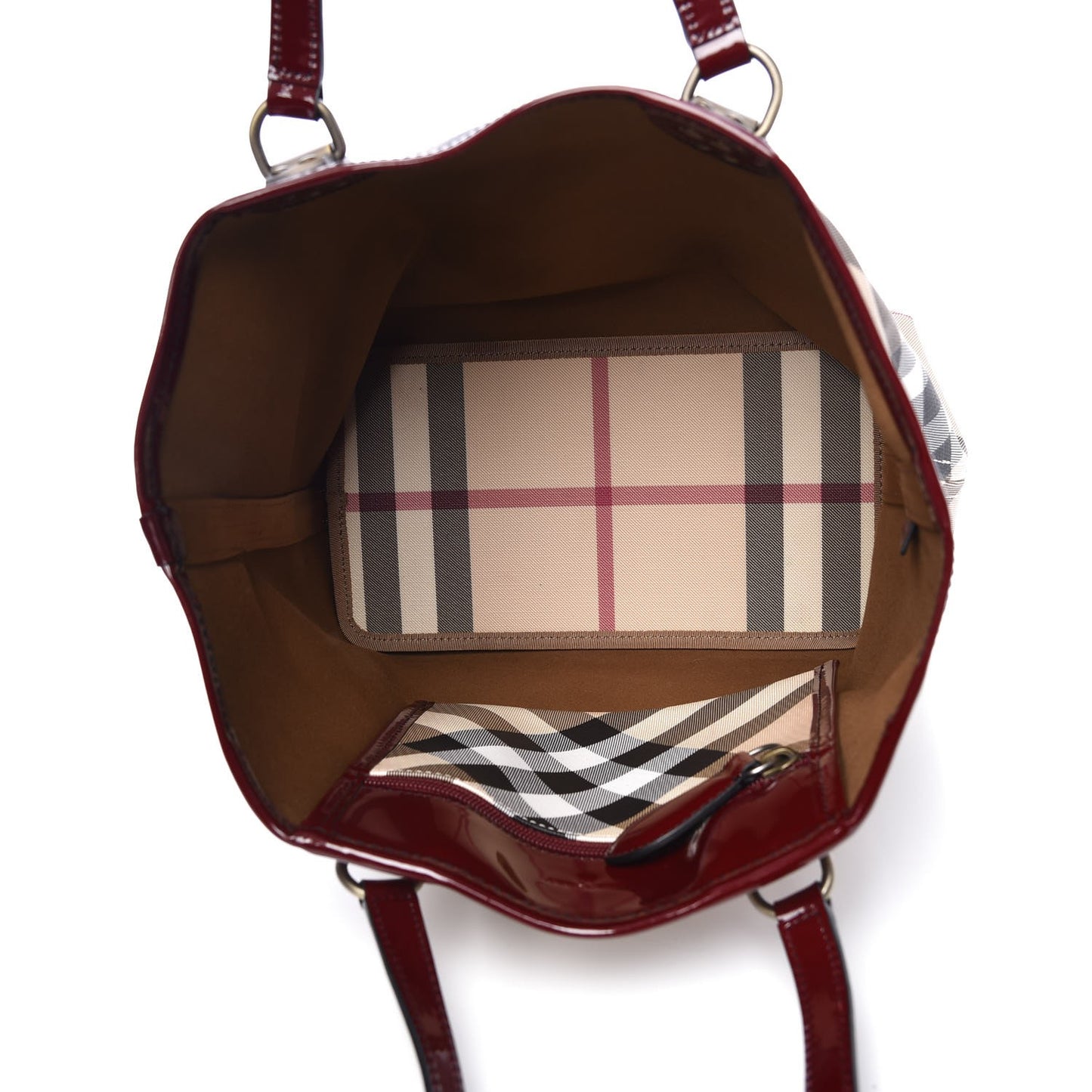 Patent Trim Small Nova Check Tote Red