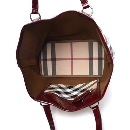 Burberry Patent Trim Small Nova Check Tote Red 5 of 16