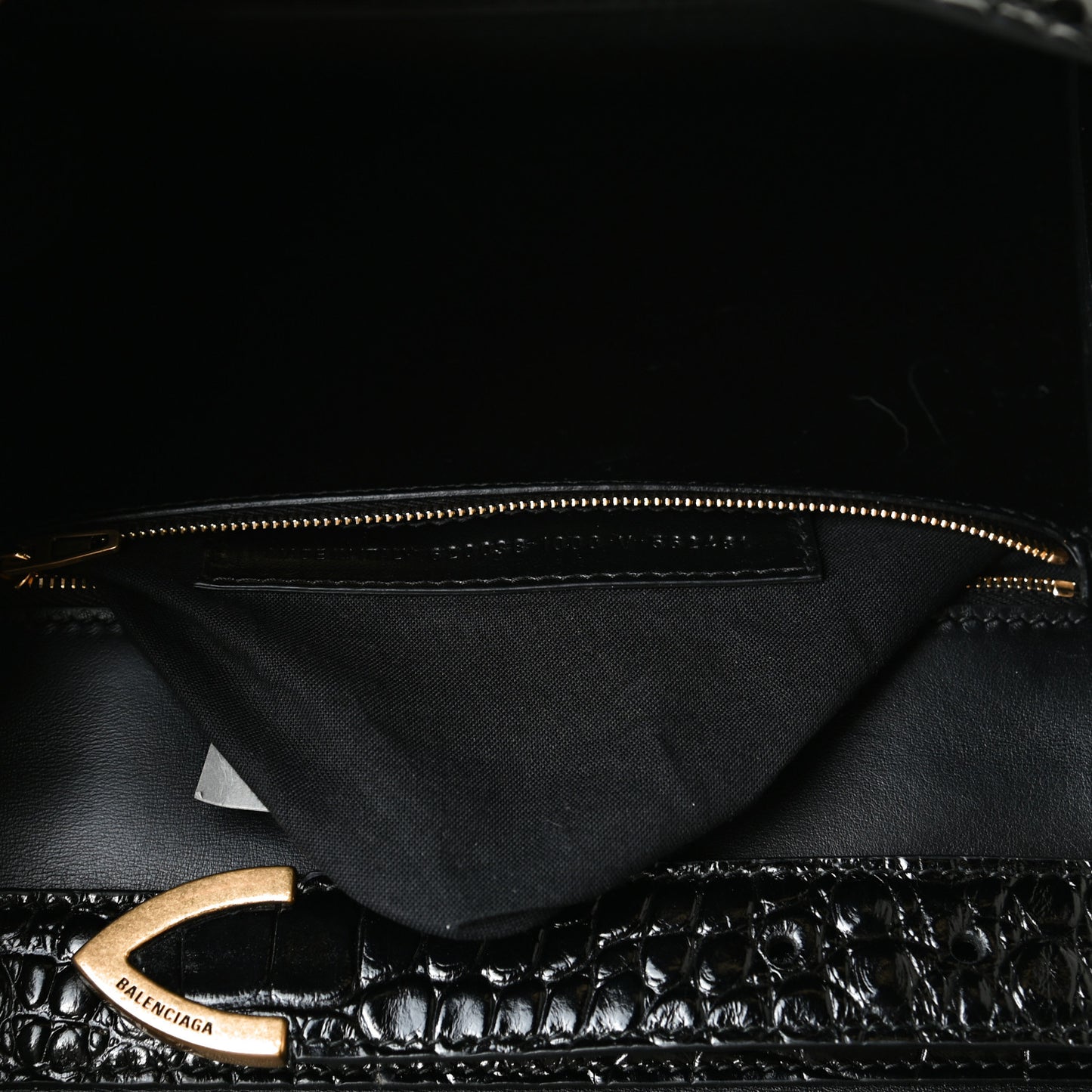Shiny Calfskin Crocodile Embossed Medium Ghost Shoulder Bag Black