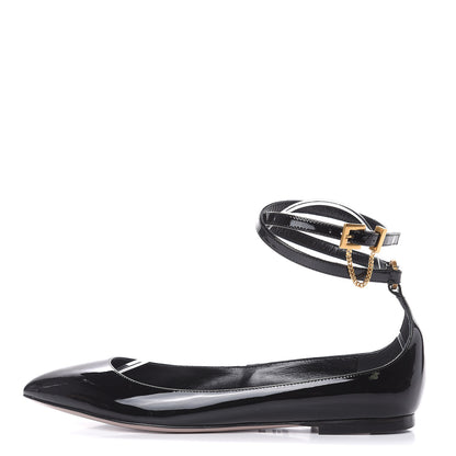 Valentino Garavani Patent Ankle Strap Ballerina Flats 36.5 Black 1 of 10