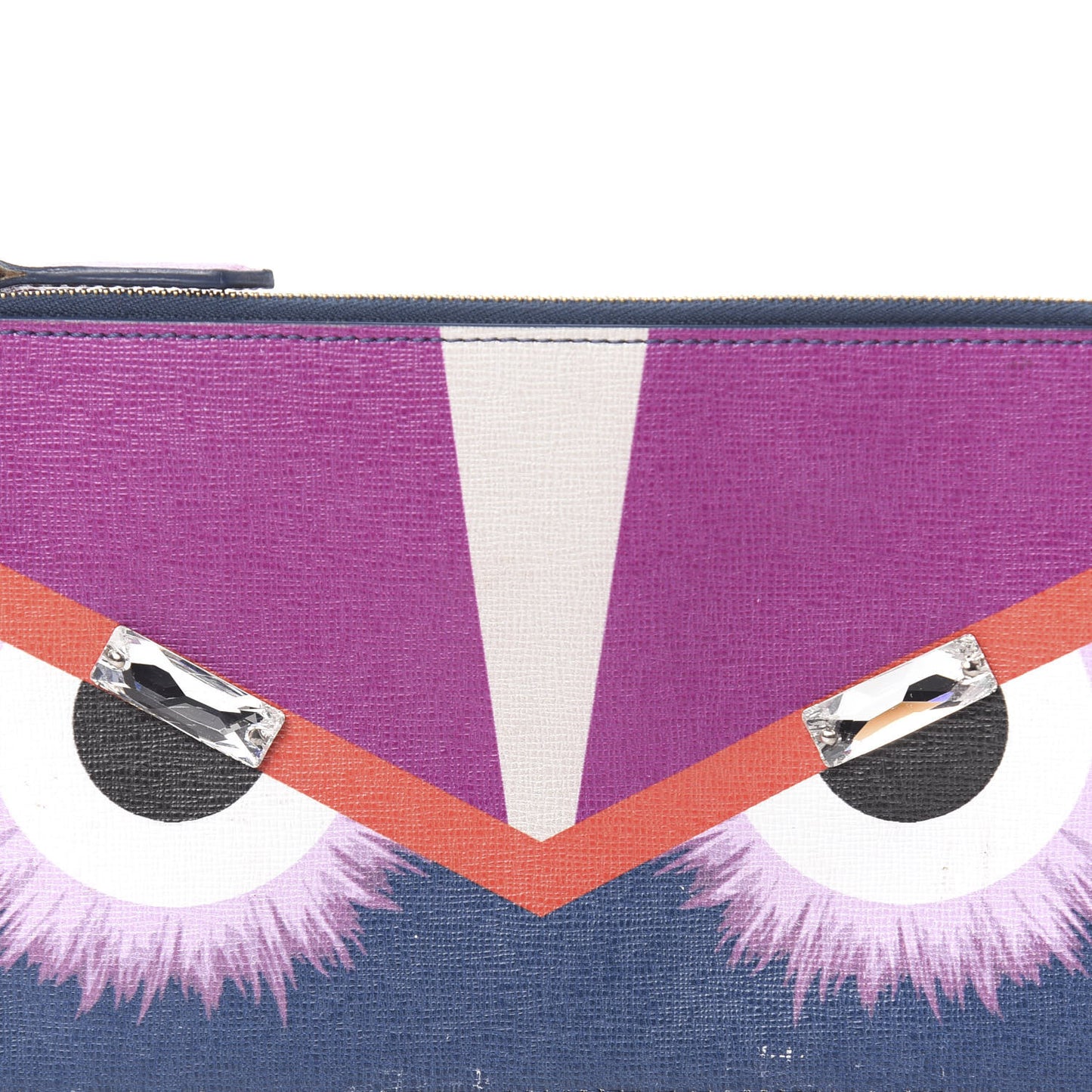 Vitello Elite Crystal Eye Monster Zip Pouch Cobalt Multicolor