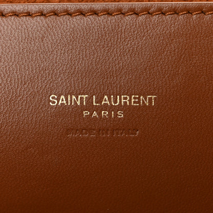 Saint Laurent Calfskin Crocodile Embossed Suede Medium Reversible Monogram Kate Satchel Military Taupe 6 of 10