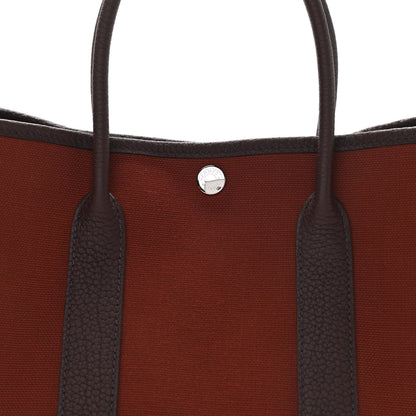 Hermes Toile Militaire Negonda Garden Party 30 TPM Havane Rouge H 8 of 11