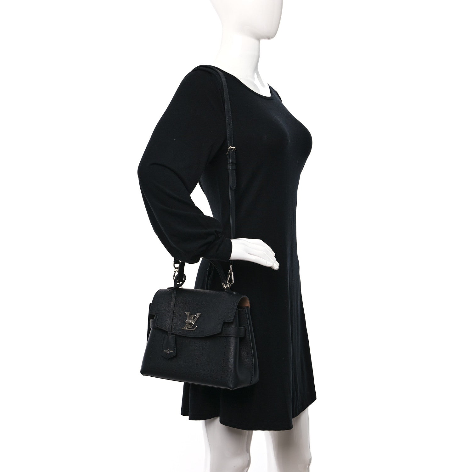 Louis Vuitton Calfskin Lockme Ever BB Black 2 of 8