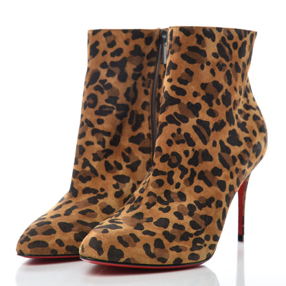 Christian Louboutin Veau Velours Leopard Print Eloise Booty 85 Ankle Boots 37.5 Caramel 3 of 12