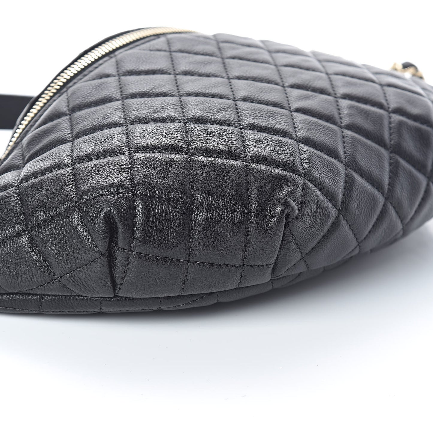 Calfskin Quilted Banane Waist Bag Fanny Pack Black