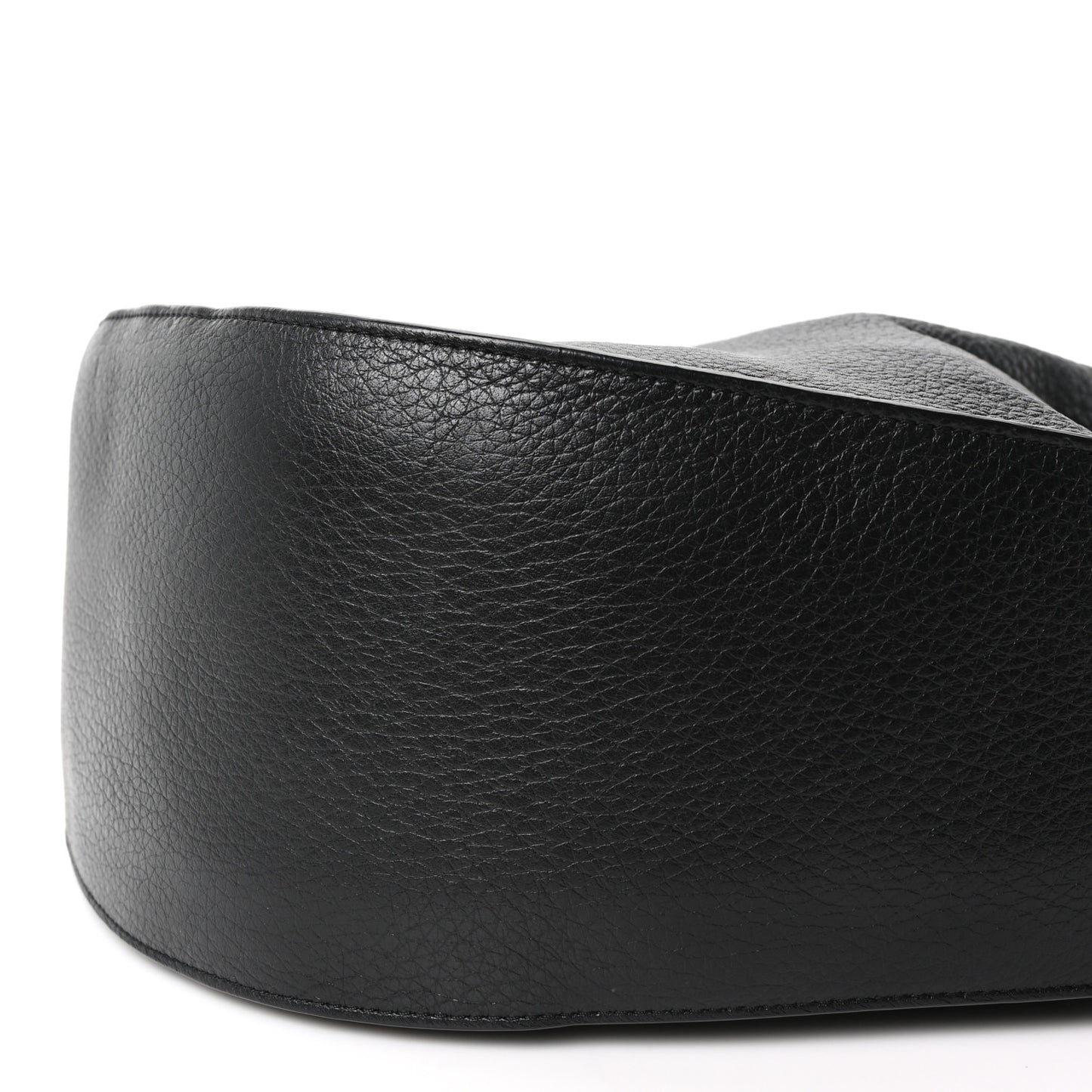 Grained Calfskin Drawstring Pouch Black