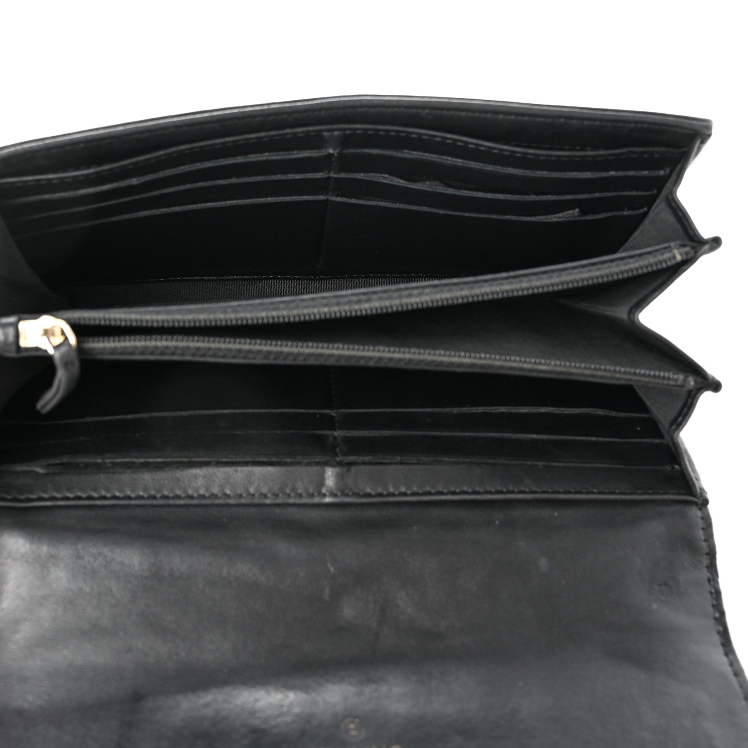 Chanel Lambskin Camellia Embossed Large Gusset Flap Wallet Black 5 of 8