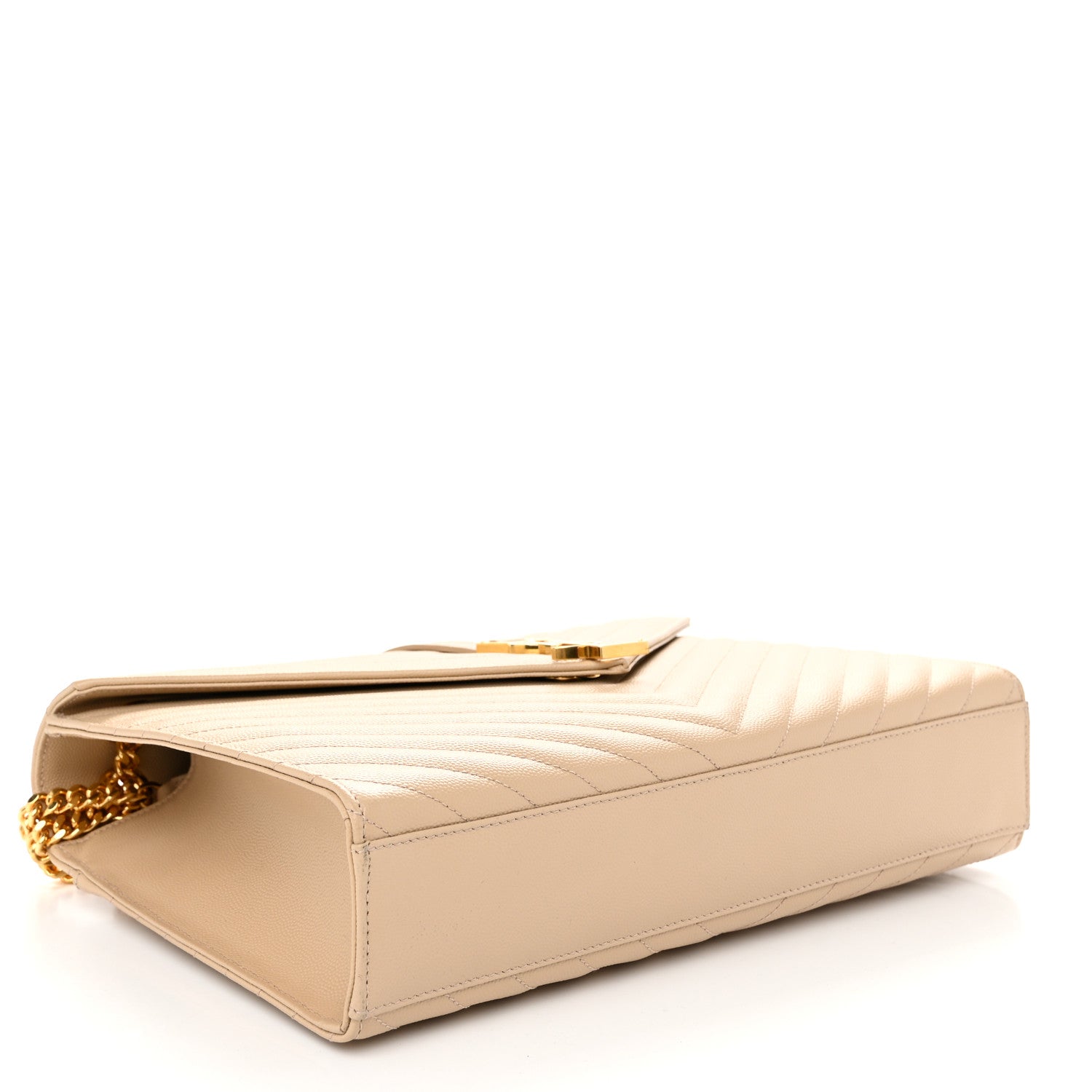 Saint Laurent Grain De Poudre Matelasse Chevron Large Monogram Satchel Nude Powder 4 of 10