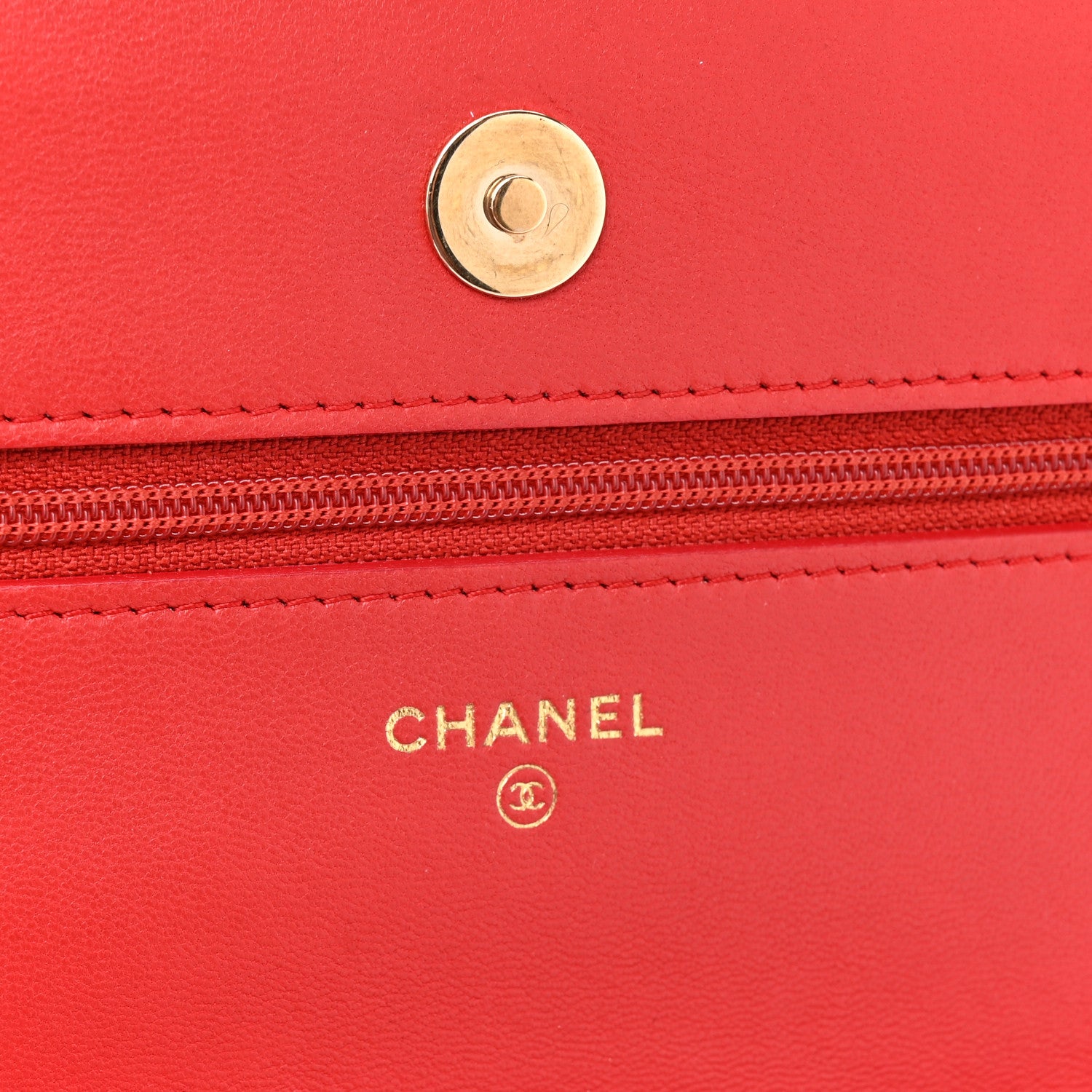 Chanel Lambskin Quilted Chain Around Wallet On Chain WOC Red 6 of 10