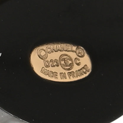 Chanel Resin Crystal CC Round Poker Chip Earrings Black White Gold 4 of 5