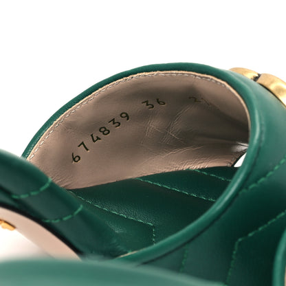 Gucci Nappa Matelasse GG Marmont 75mm Slide Sandals 36 Emerald 9 of 10