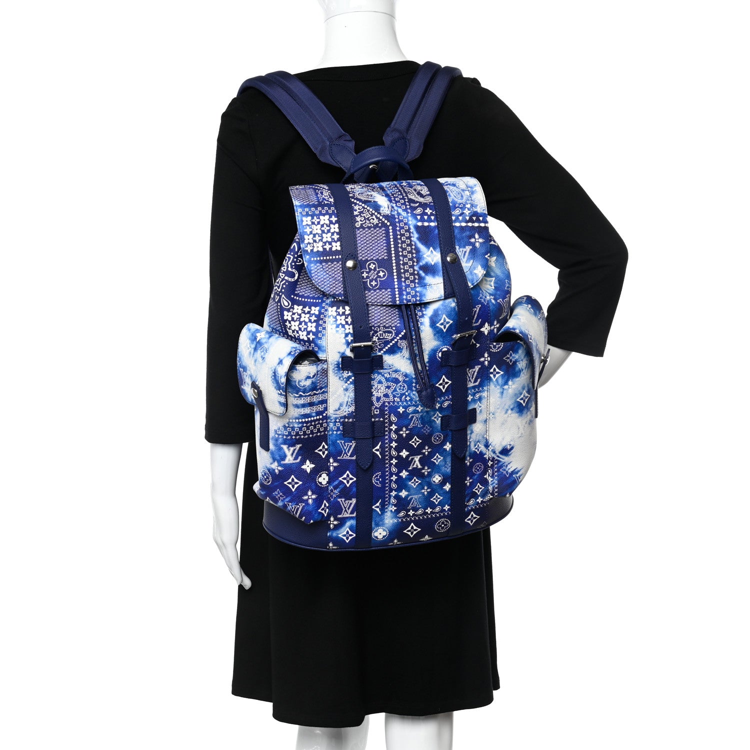 Louis Vuitton Cowhide Monogram Bandana Christopher MM Backpack Blue 2 of 11