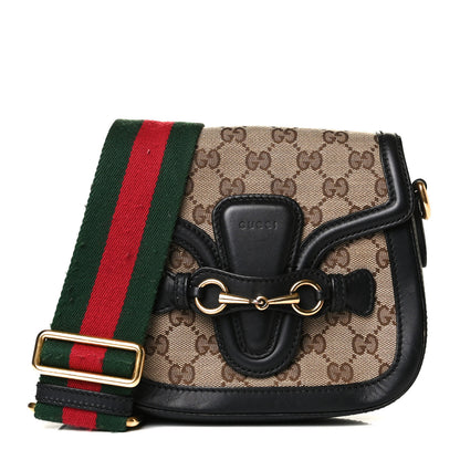 Gucci Monogram Small Lady Web Shoulder Bag Beige Black 1 of 12