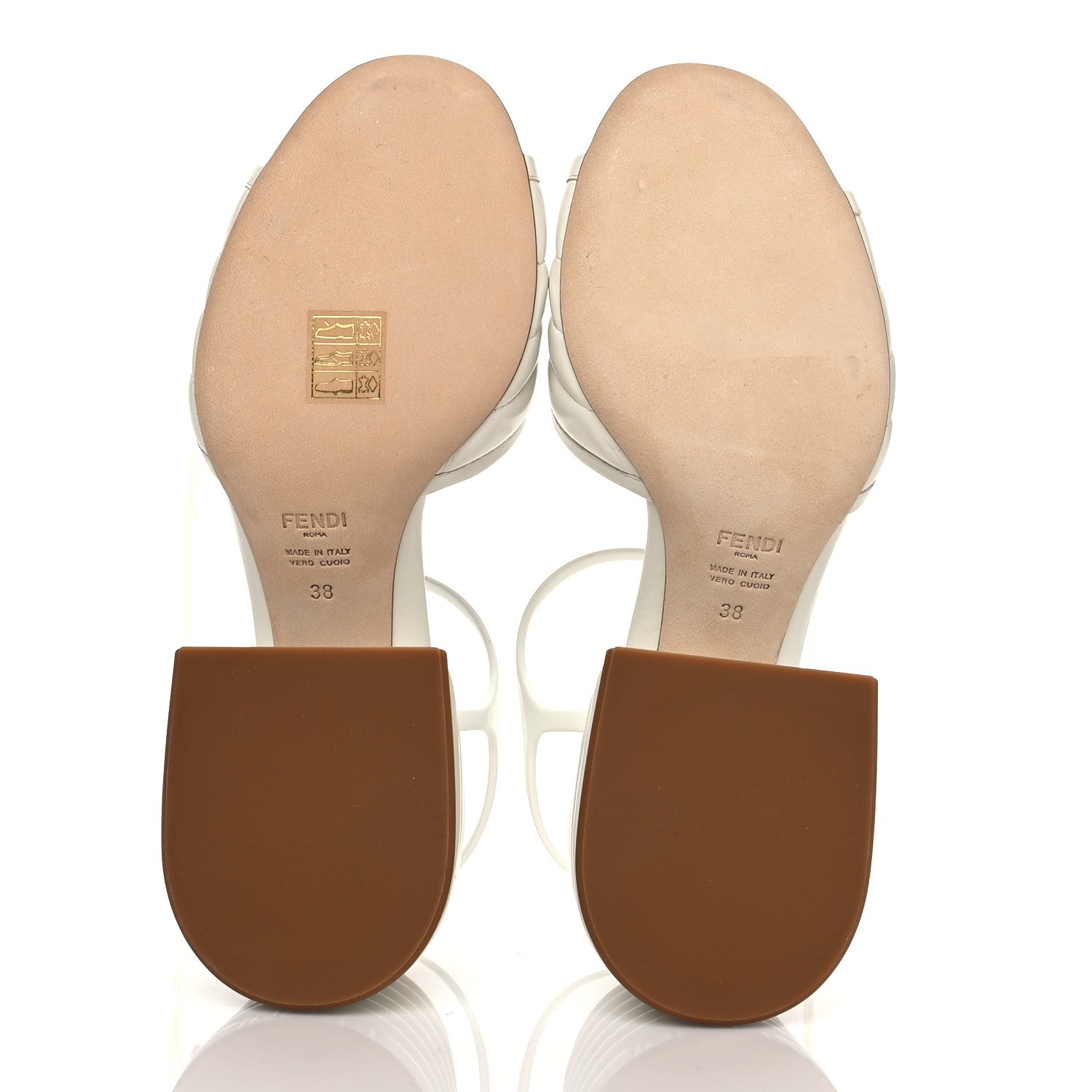 Fendi Calfskin Promenade Slingback Sandals 38 White 7 of 9