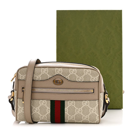 Gucci GG Supreme Monogram Textured Calfskin Web Mini Ophidia Shoulder Bag Beige Mystic White Oatmeal 16 of 16