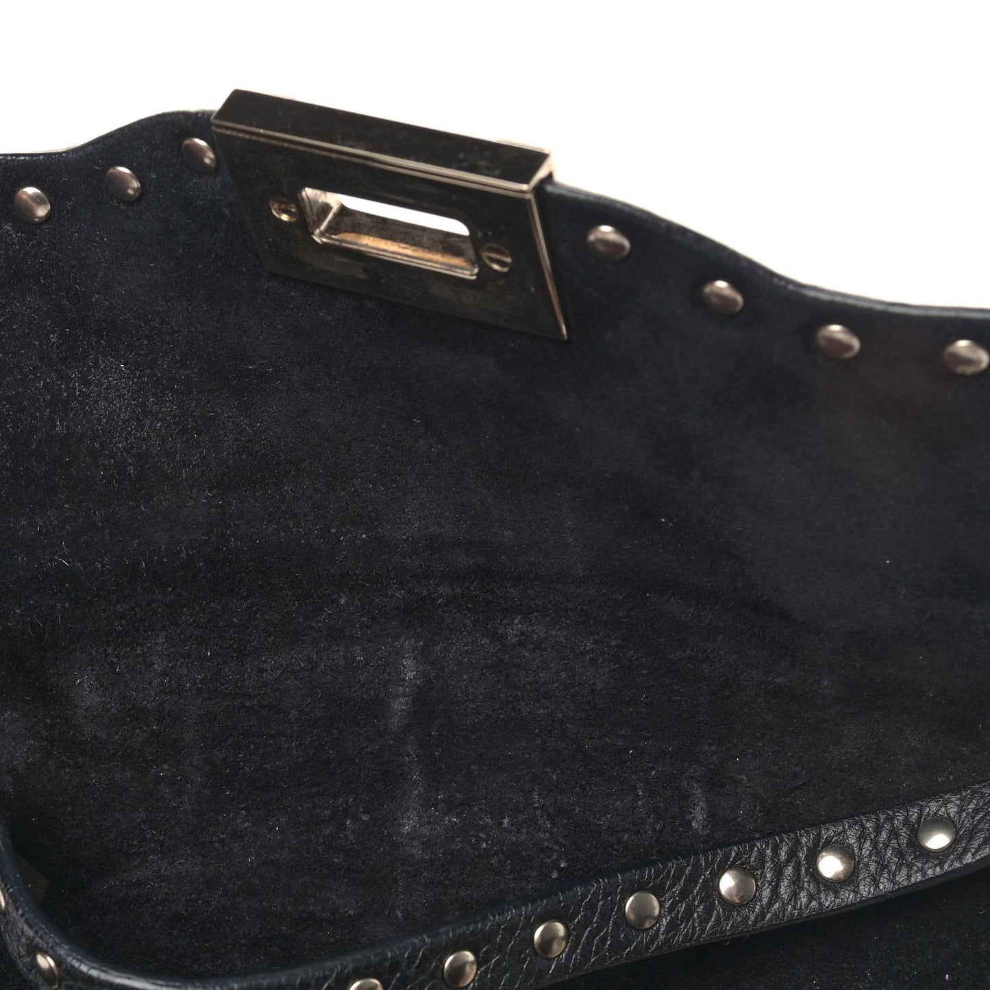 Pebbled Calfskin Medium Rockstud Flip Lock Crossbody Bag Black