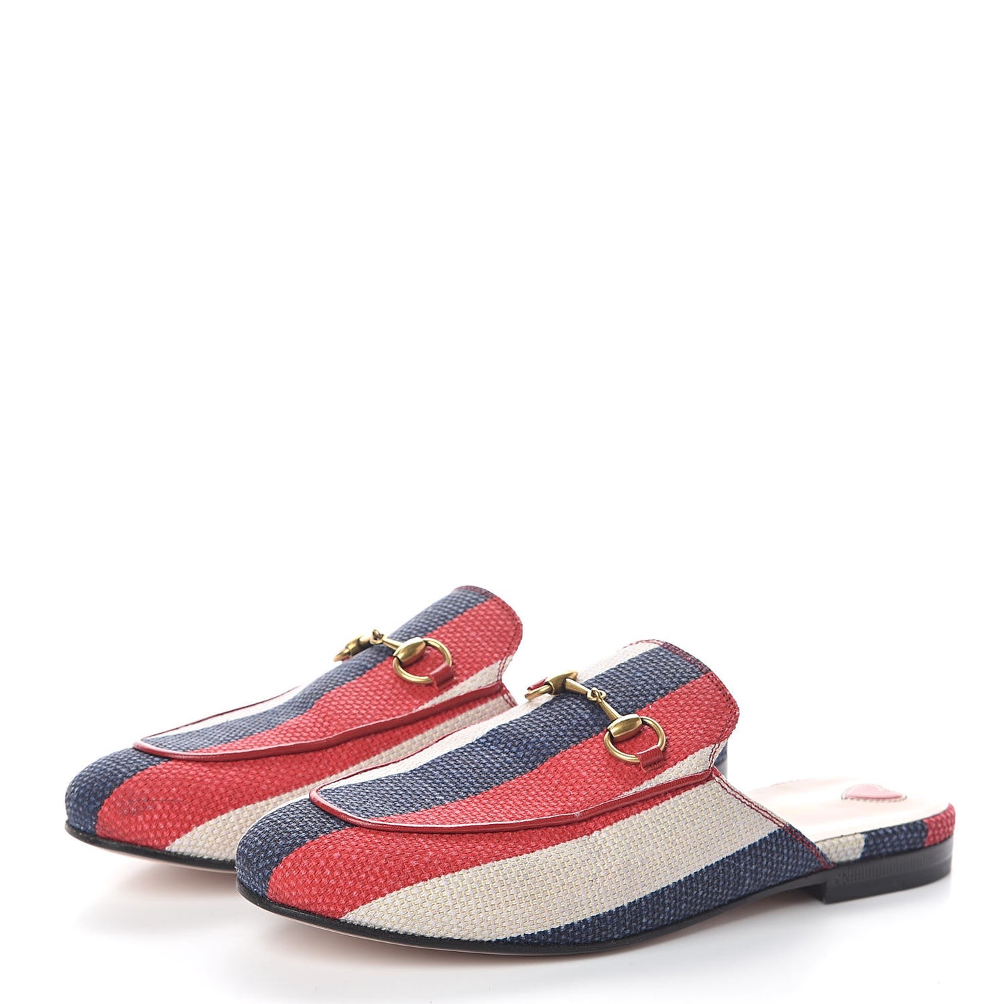 Canvas Sylvie Stripe Womens Princetown Slippers 37 Mystic White Hibiscus Red Maritime