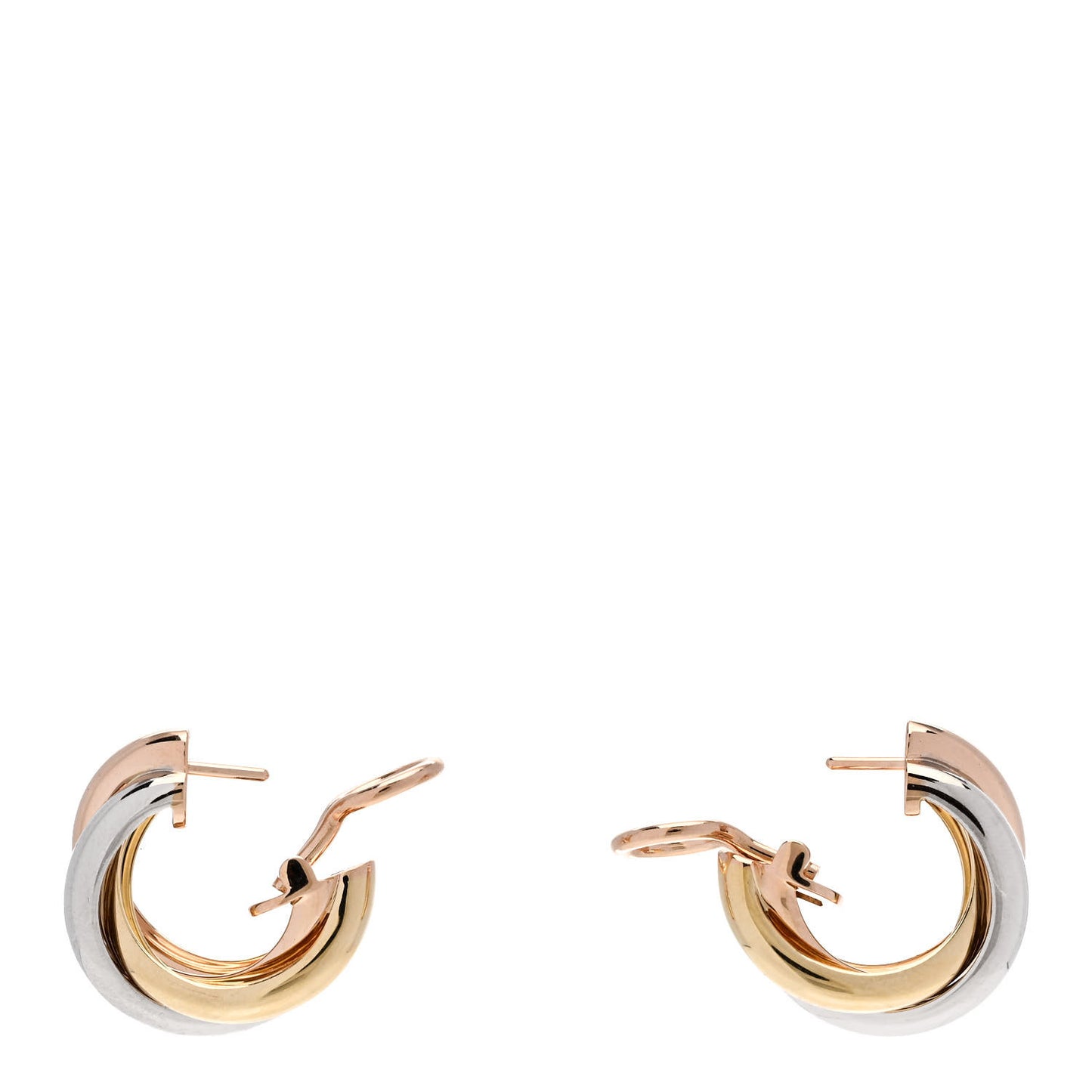 18K Pink Yellow White Gold Classic Trinity Hoop Earrings