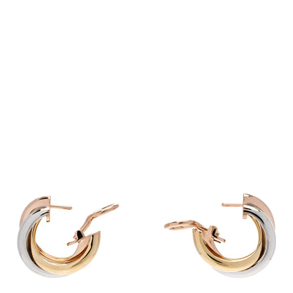 Cartier 18K Pink Yellow White Gold Classic Trinity Hoop Earrings 3 of 6