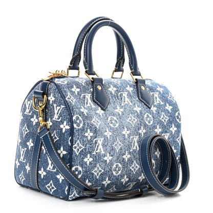 Louis Vuitton Monogram Jacquard Denim Speedy Bandouliere 25 Bleu 3 of 10