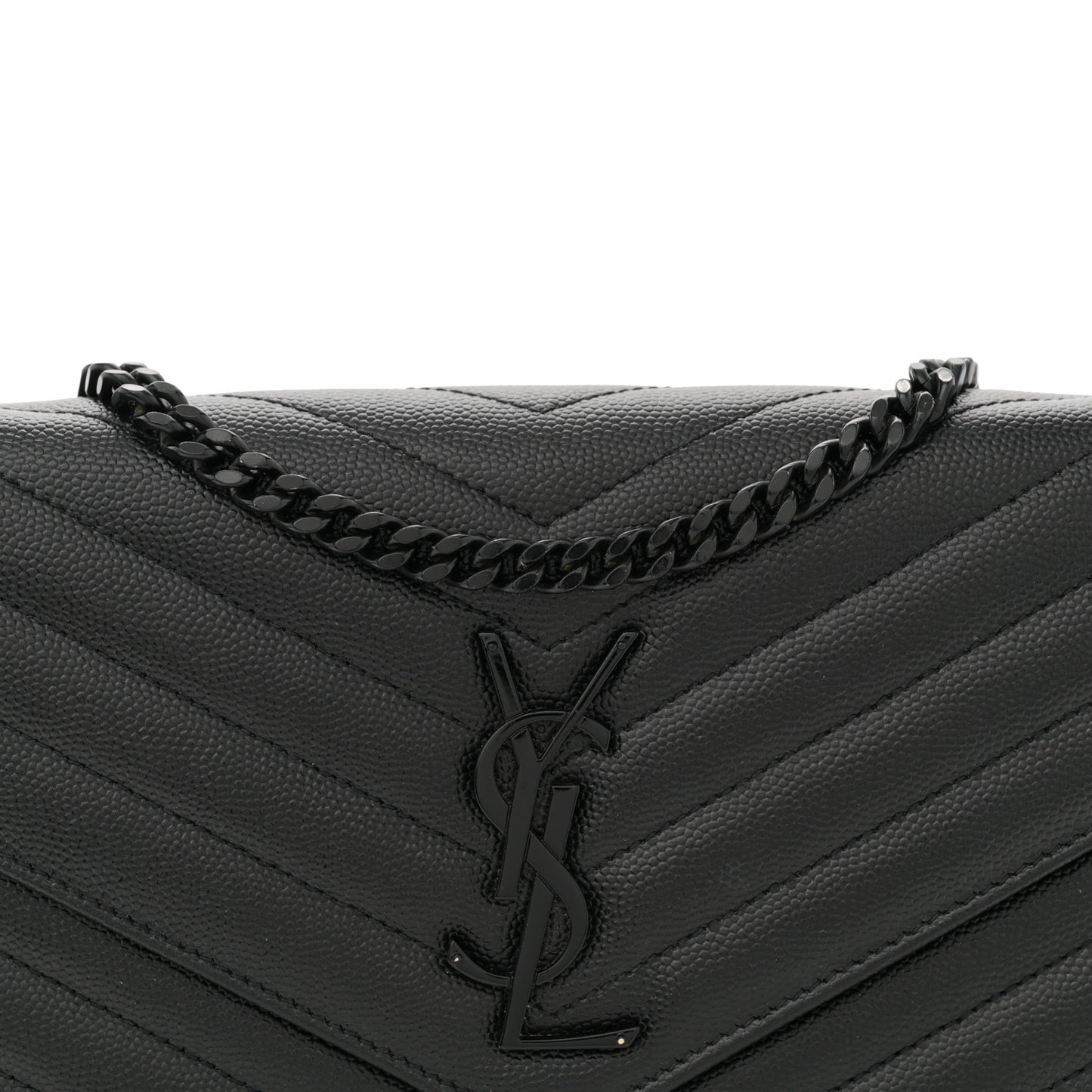 Grain De Poudre Matelasse Chevron Monogram Monochrome Chain Wallet Black