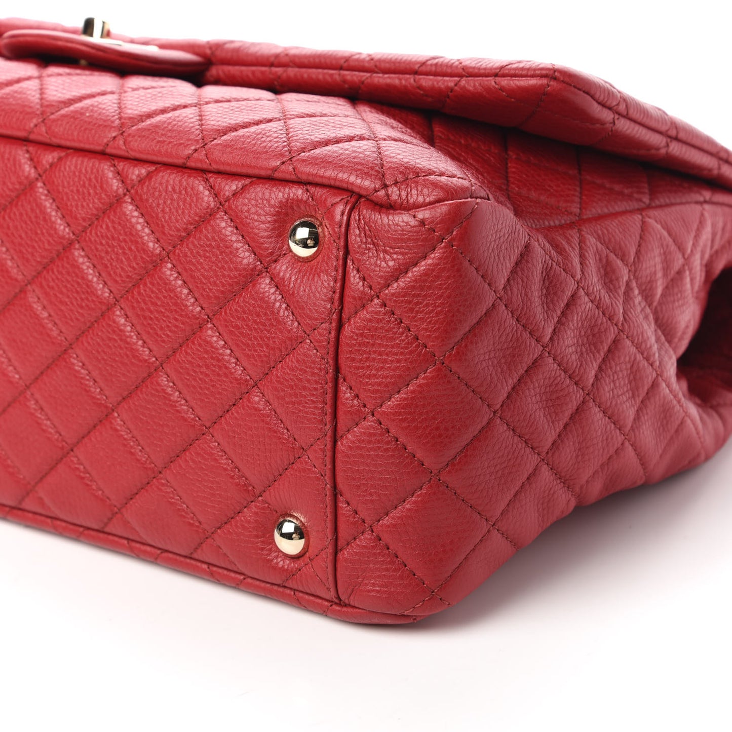 Calfskin Quilted XXL Travel Flap Bag Red