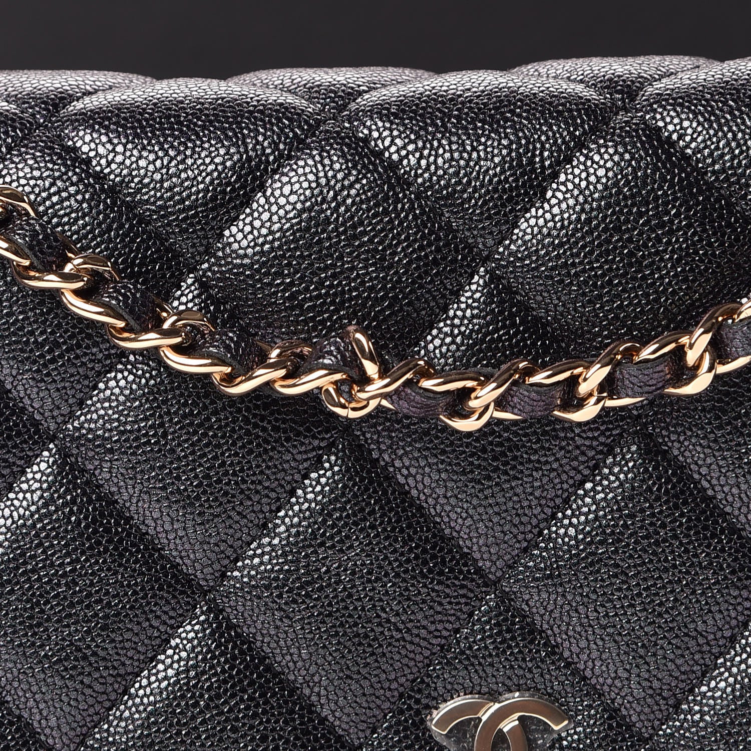 Chanel Iridescent Caviar Quilted Wallet On Chain WOC Black 11 of 12