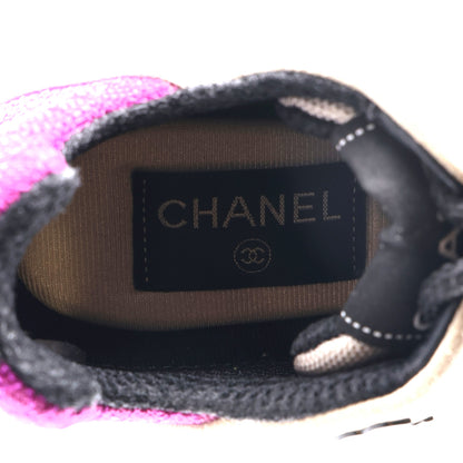 Chanel Mesh Suede Calfskin CC Sneakers 36 Light Beige Purple Beige 10 of 10