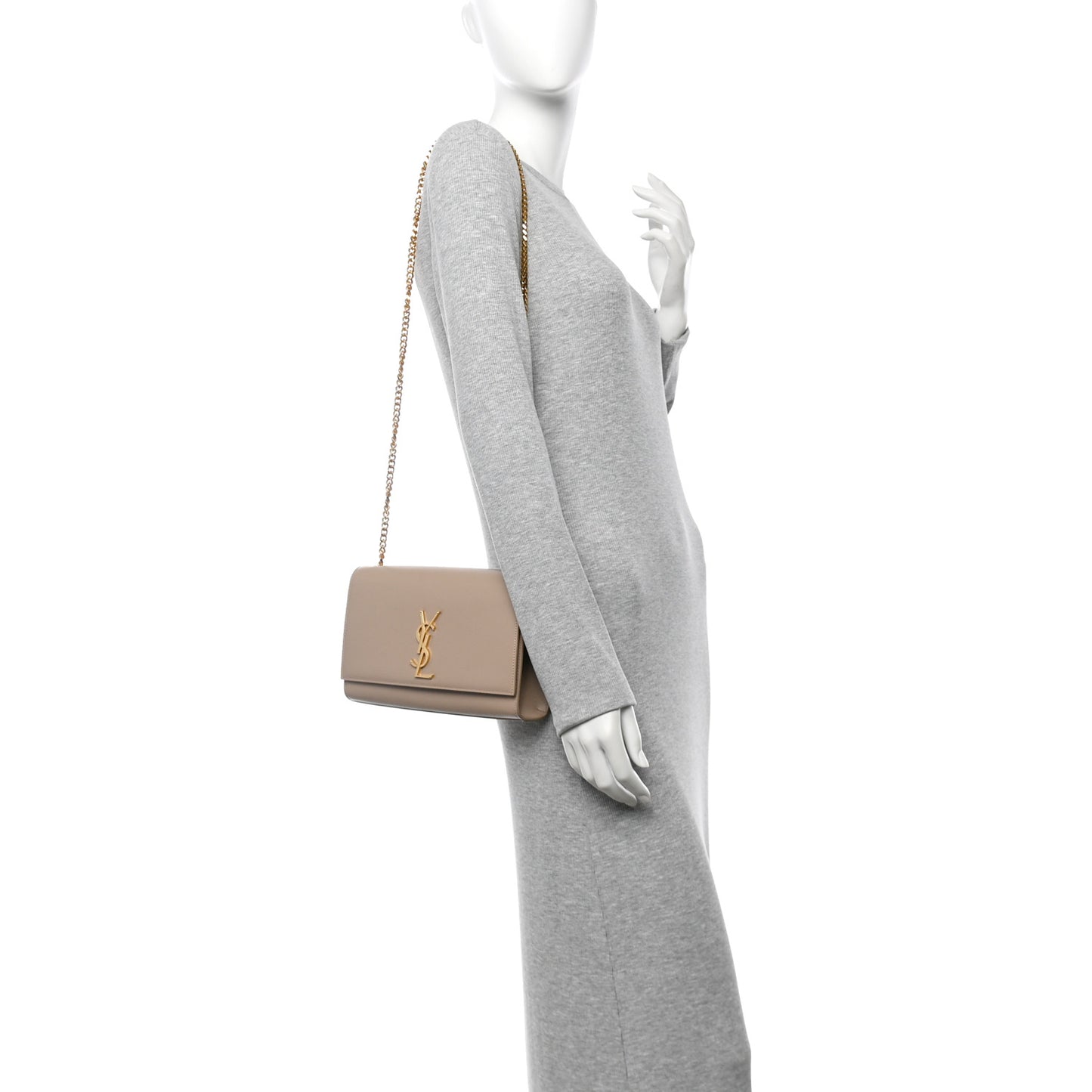 Grain De Poudre Medium Monogram Kate Satchel Dark Beige