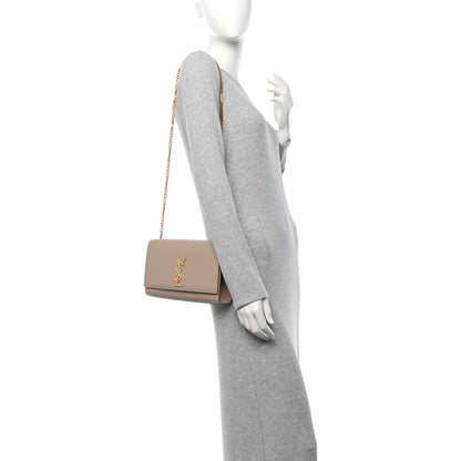 Saint Laurent Grain De Poudre Medium Monogram Kate Satchel Dark Beige 2 of 13