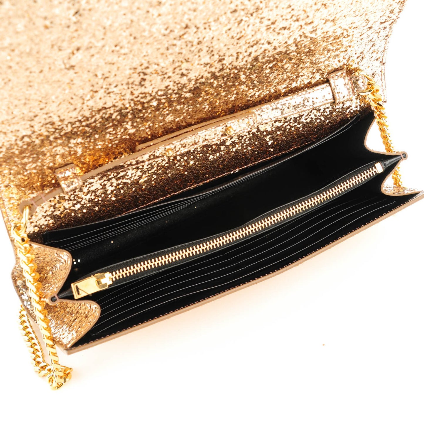 Glitter Galactica Monogram Chain Wallet Platino