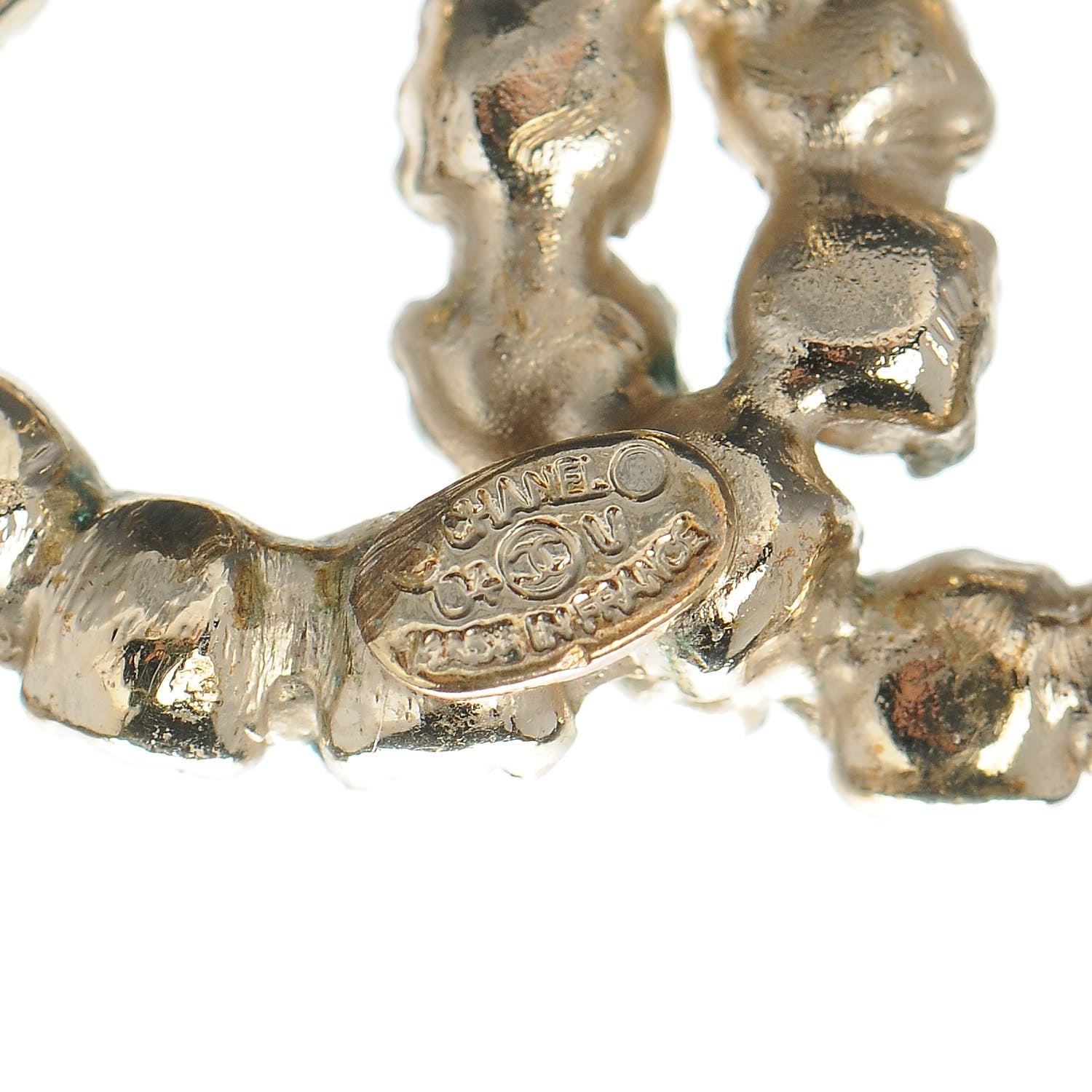 Chanel Crystal CC Earrings Gold 3 of 4