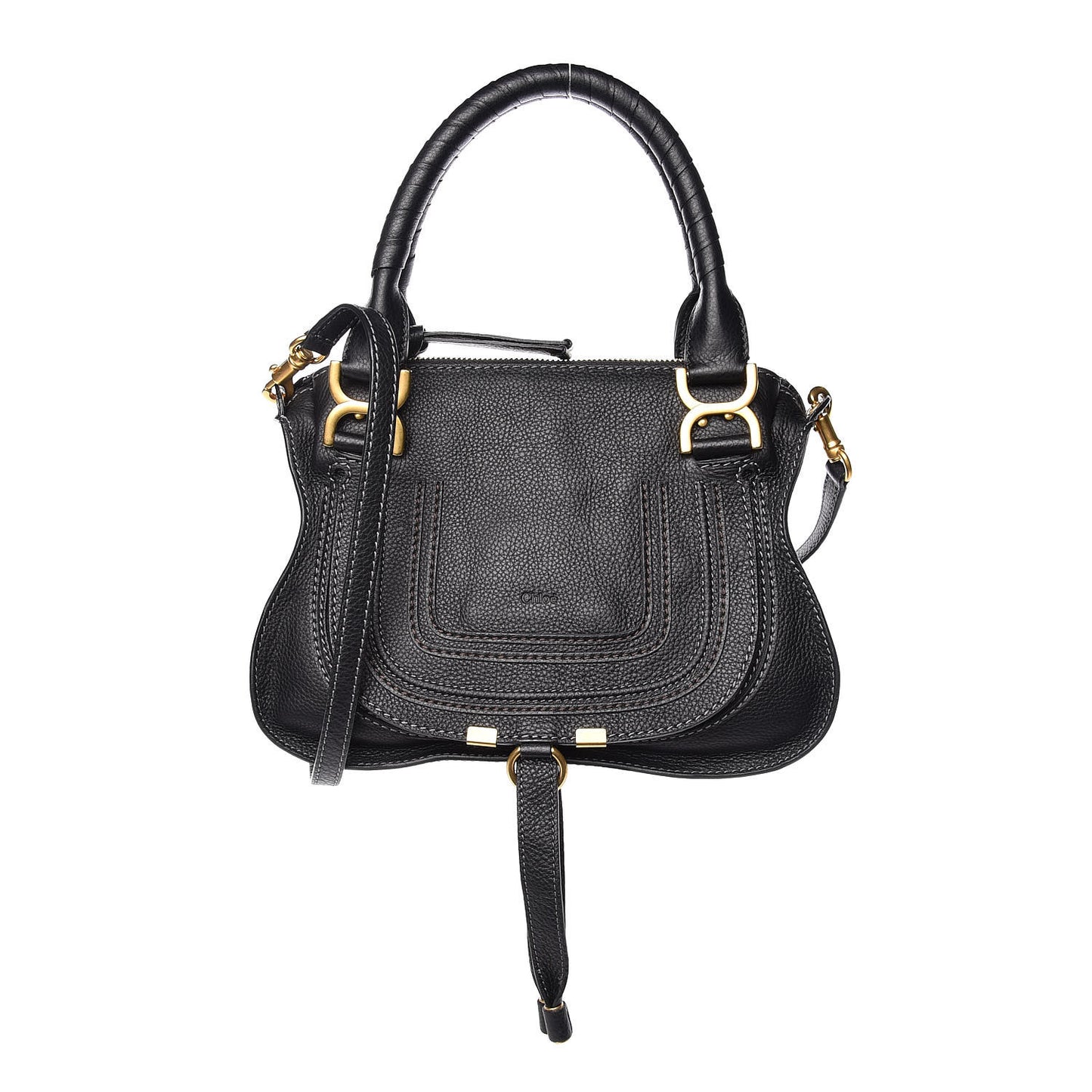 Calfskin Small Marcie Satchel Black