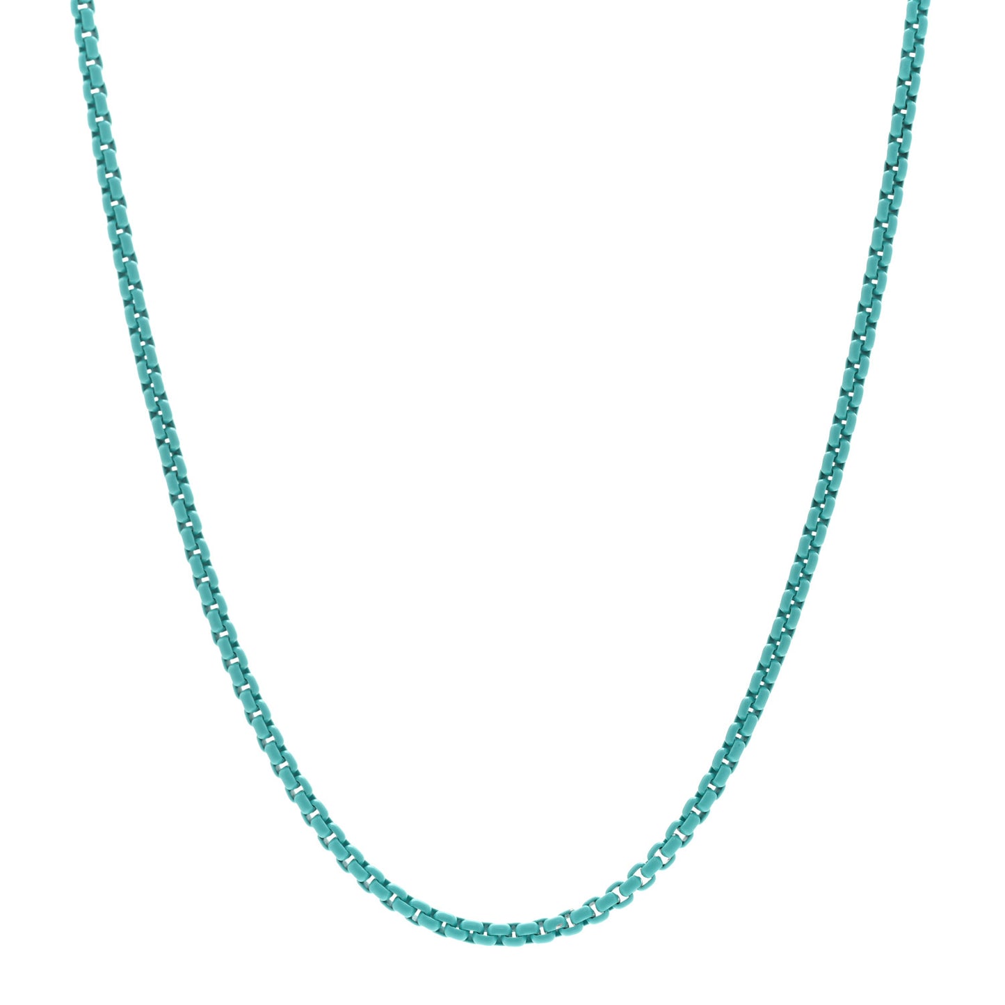 Stainless Steel 14K Yellow Gold Acrylic Bel Aire Chain Necklace Turquoise