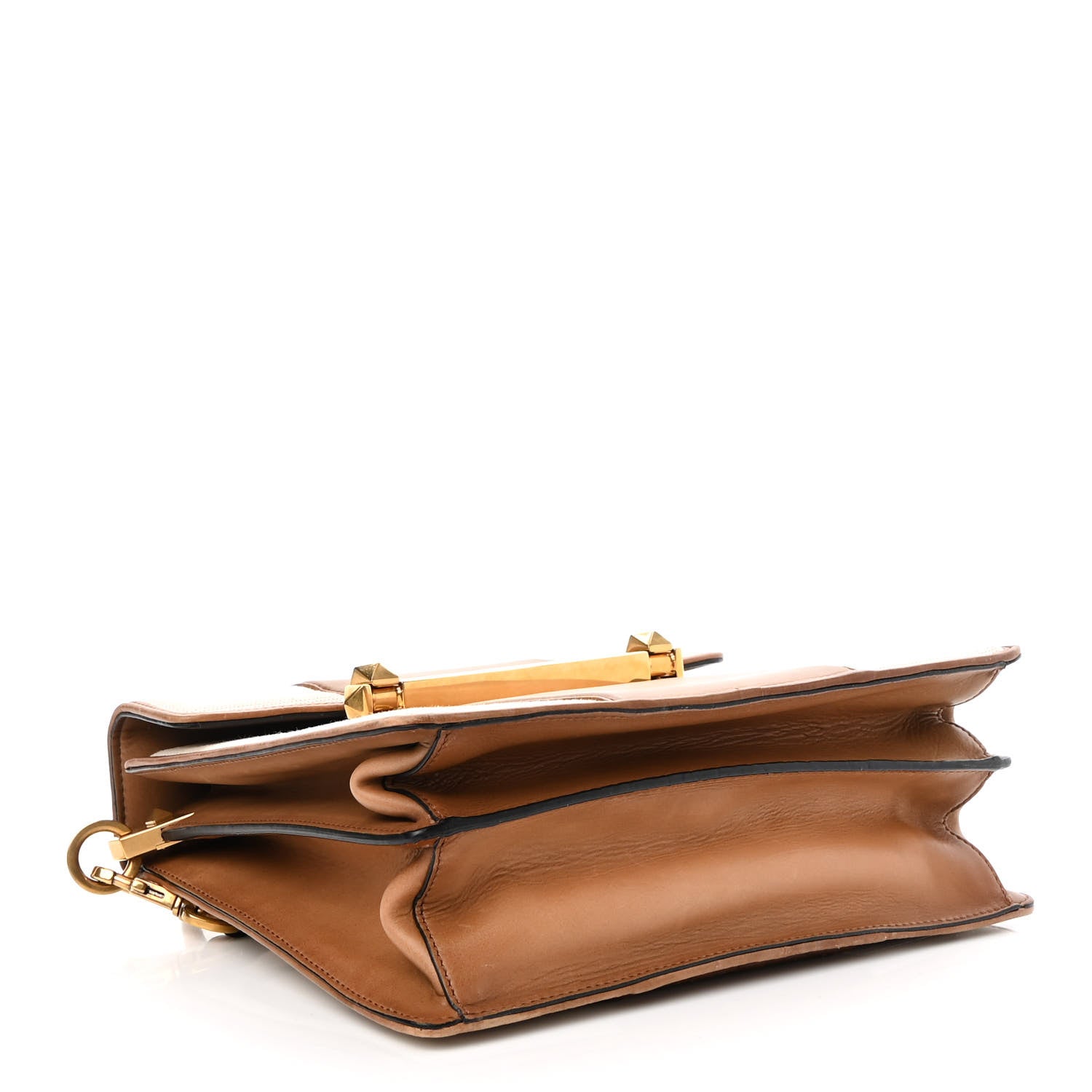 Valentino Garavani Calfskin Canvas Colorblock Crossbody Bag Natural 4 of 12