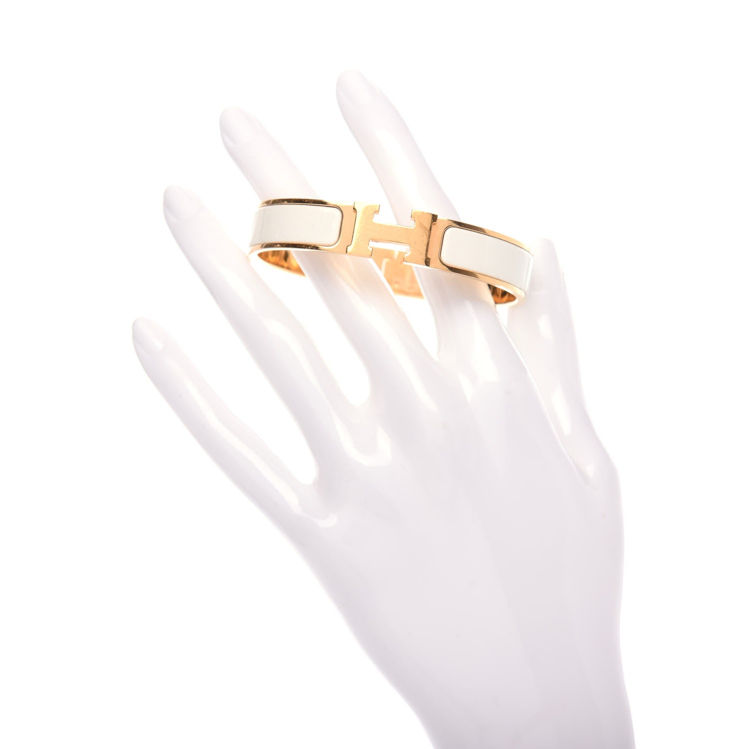 Hermes Enamel Narrow Clic Clac H Bracelet GM White 2 of 5