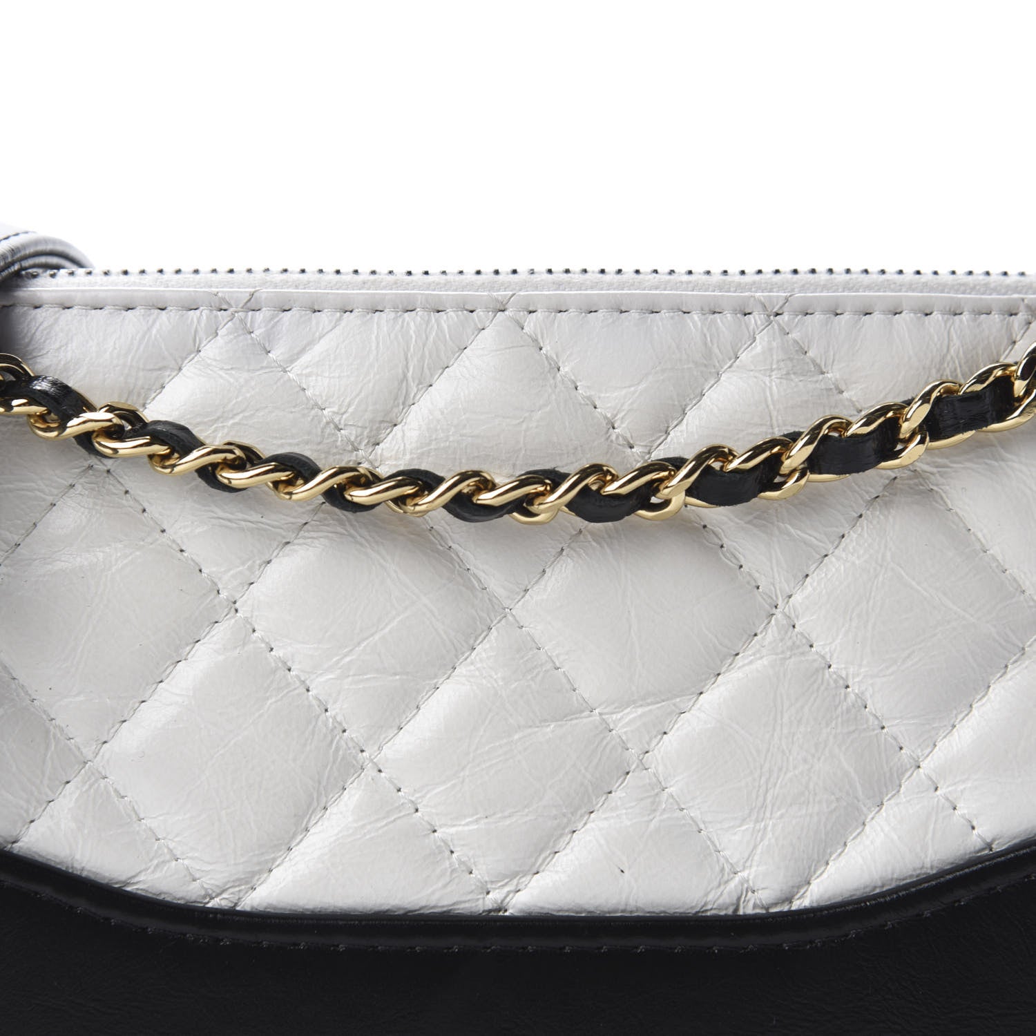 Chanel Aged Calfskin Quilted Small Gabrielle Clutch With Chain White Black 11 of 11