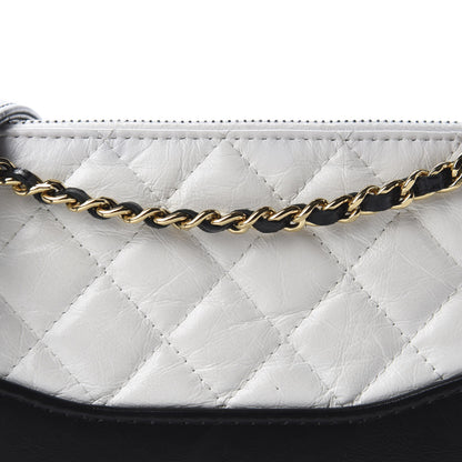 Chanel Aged Calfskin Quilted Small Gabrielle Clutch With Chain White Black 11 of 11