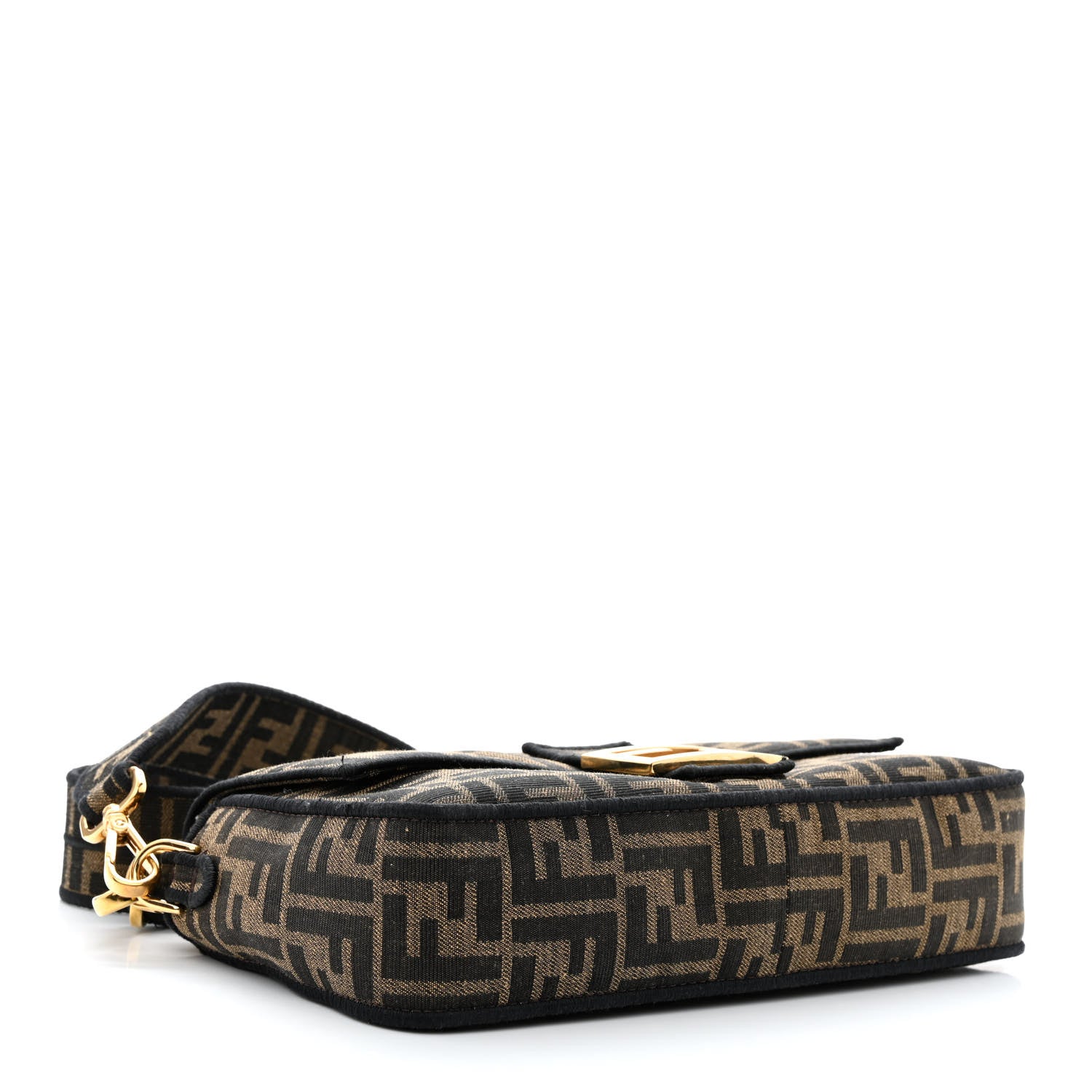 Fendi Fabric Jacquard FF 1974 Medium Baguette Tobacco Moro Black 4 of 11