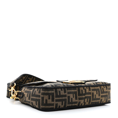 Fendi Fabric Jacquard FF 1974 Medium Baguette Tobacco Moro Black 4 of 11