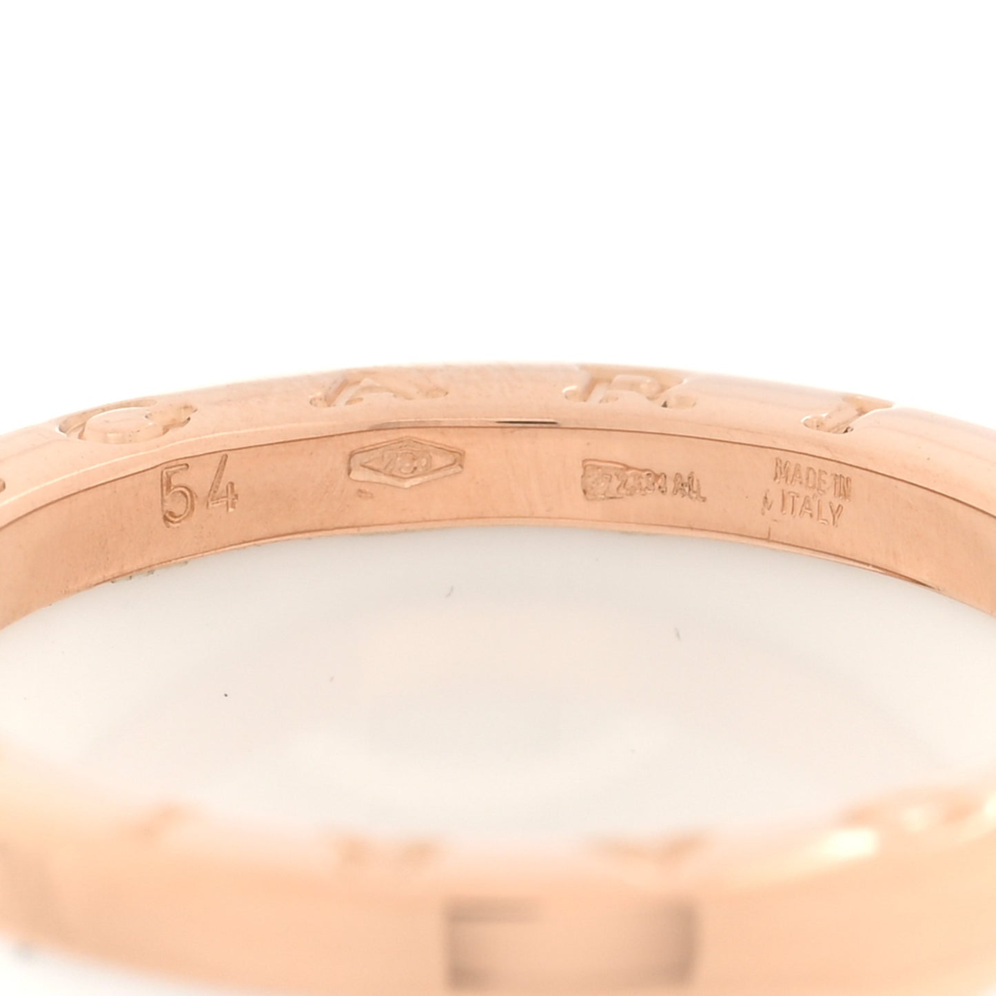 18K Rose Gold White Ceramic B.Zero1 Four-Band Ring 54 6.75