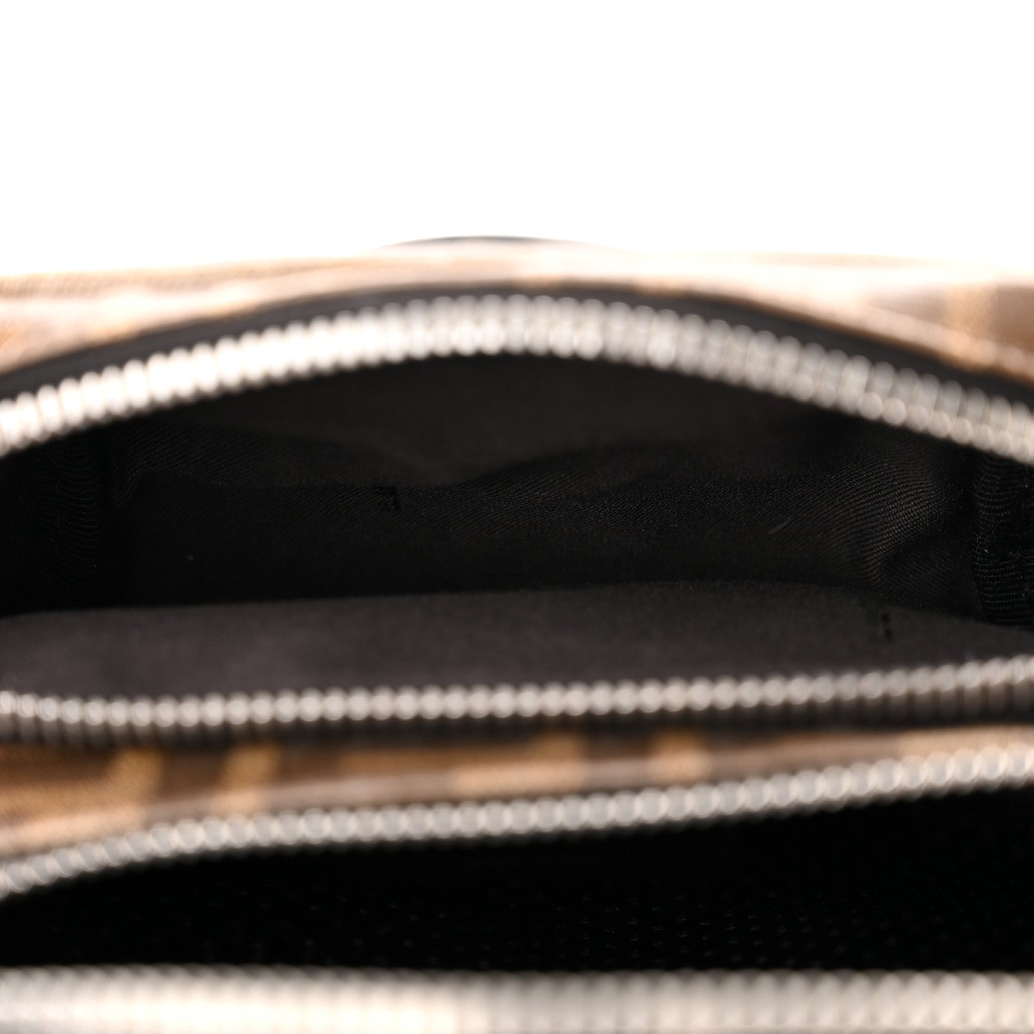 Fendi Glazed Fabric Vitello Century FF 1974 Stamp Patch Pocket Belt Bag Mogano Panna Black 6 of 14