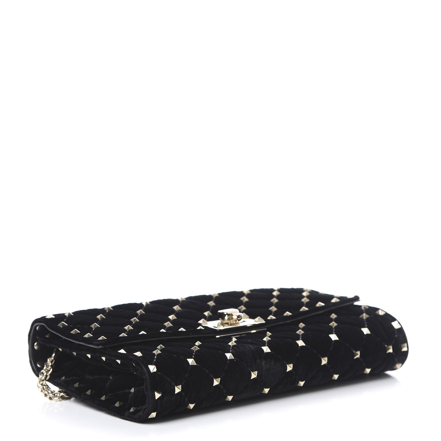Valentino Garavani Velvet Rockstud Spike Wallet on Chain Black 3 of 10