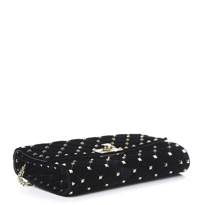 Valentino Garavani Velvet Rockstud Spike Wallet on Chain Black 3 of 10