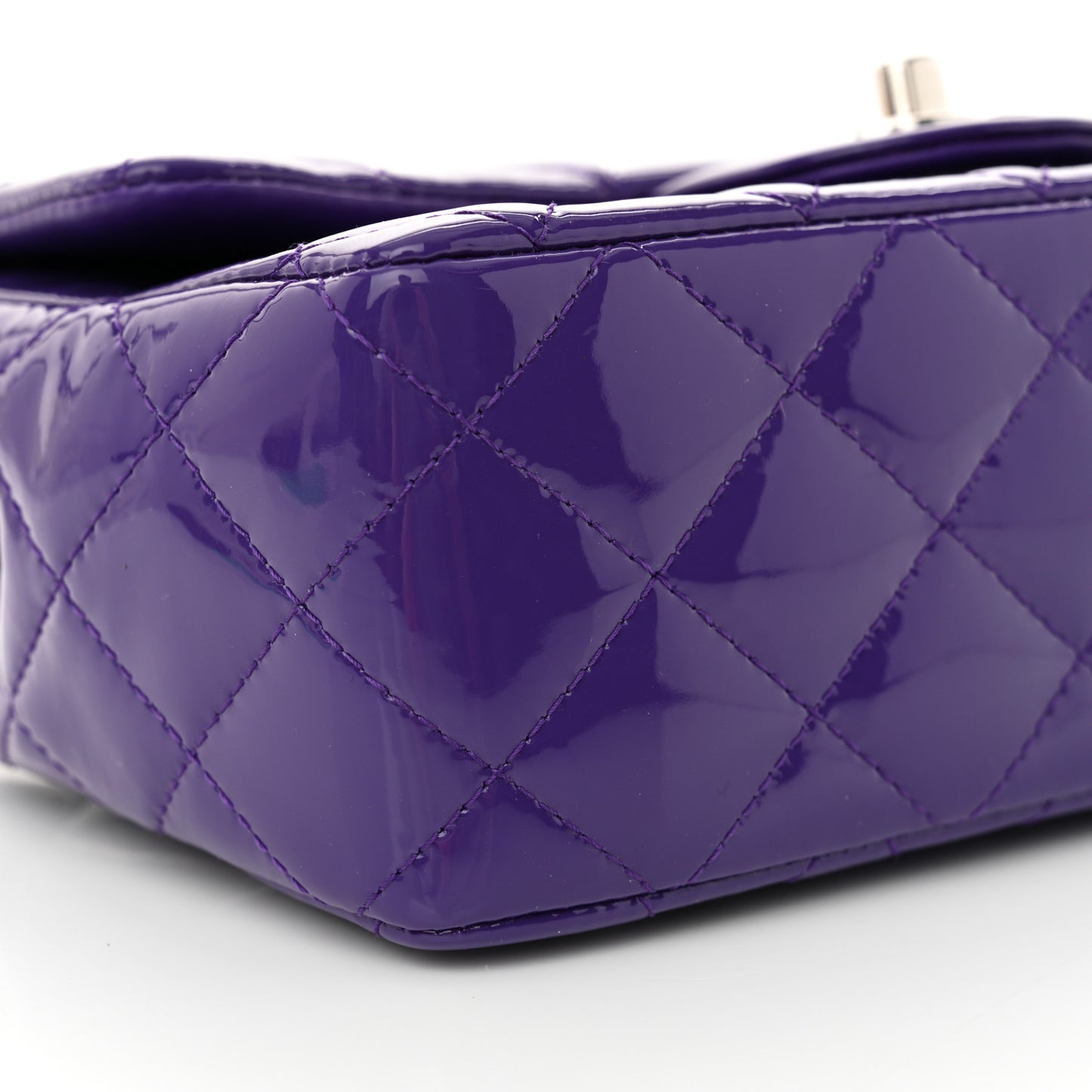 Patent Quilted Mini Rectangular Flap Purple