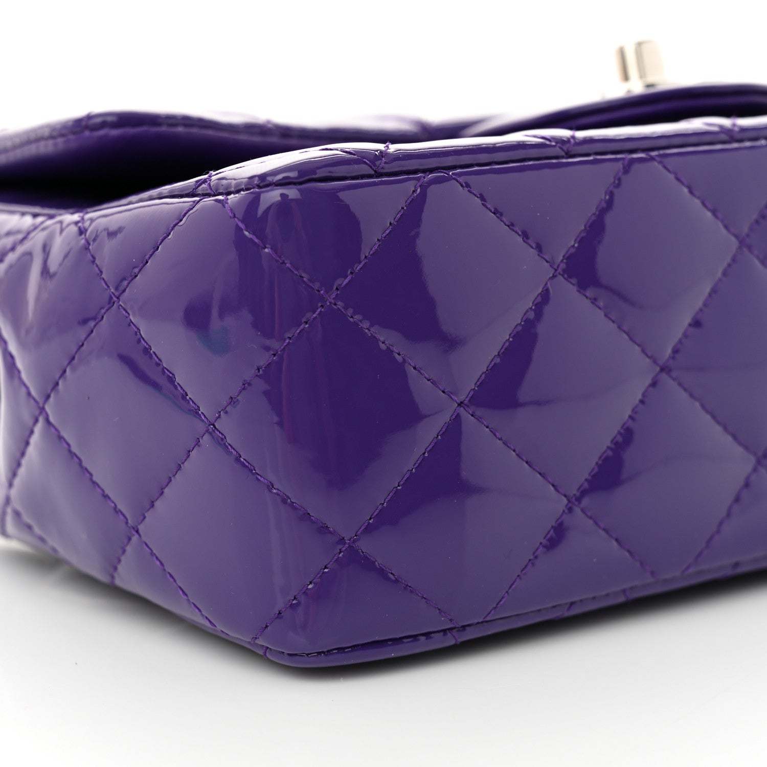 Chanel Patent Quilted Mini Rectangular Flap Purple 9 of 11
