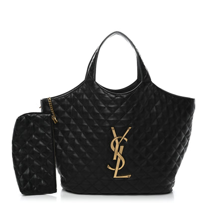 Saint Laurent Lambskin Quilted Maxi Icare Shopping Tote Black 3 of 11