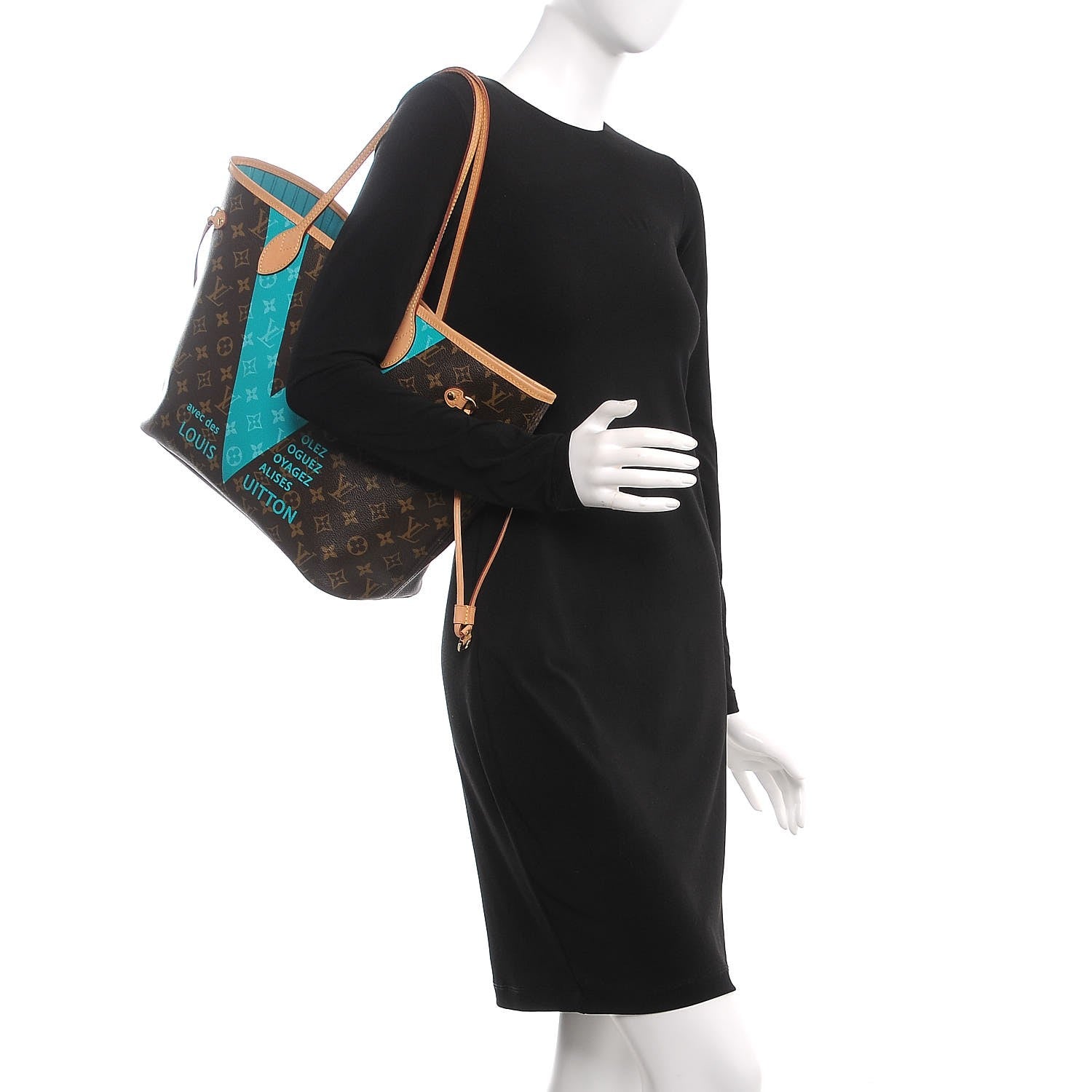 Louis Vuitton Monogram V Neverfull MM Turquoise 2 of 8