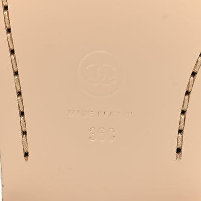 Chanel Shiny Calfskin CC Loafers 36 Beige White 7 of 10